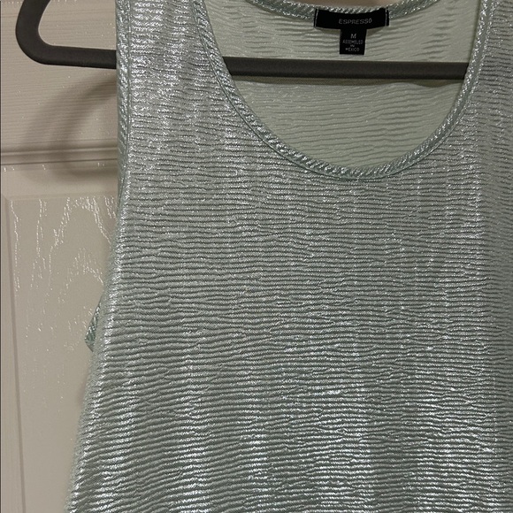 Espresso Metallic Mint Tank Top Shiny Dance Layering Piece Stretchy M to L - Picture 10 of 10